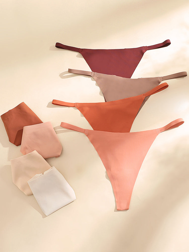 4-Pack Low Waist Sexy Ice Silk Seamless T-shaped Thong
