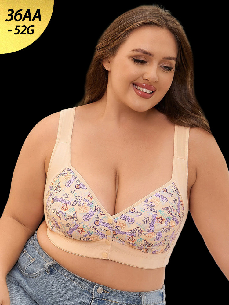 ★lunawish★ Women's Front-Closure Printed Wireless Bras｜Luna's Wish