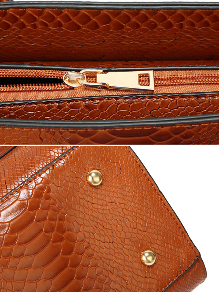Women Snake Pattern Tote Bag Casual Large Capacity Crossbody Bag