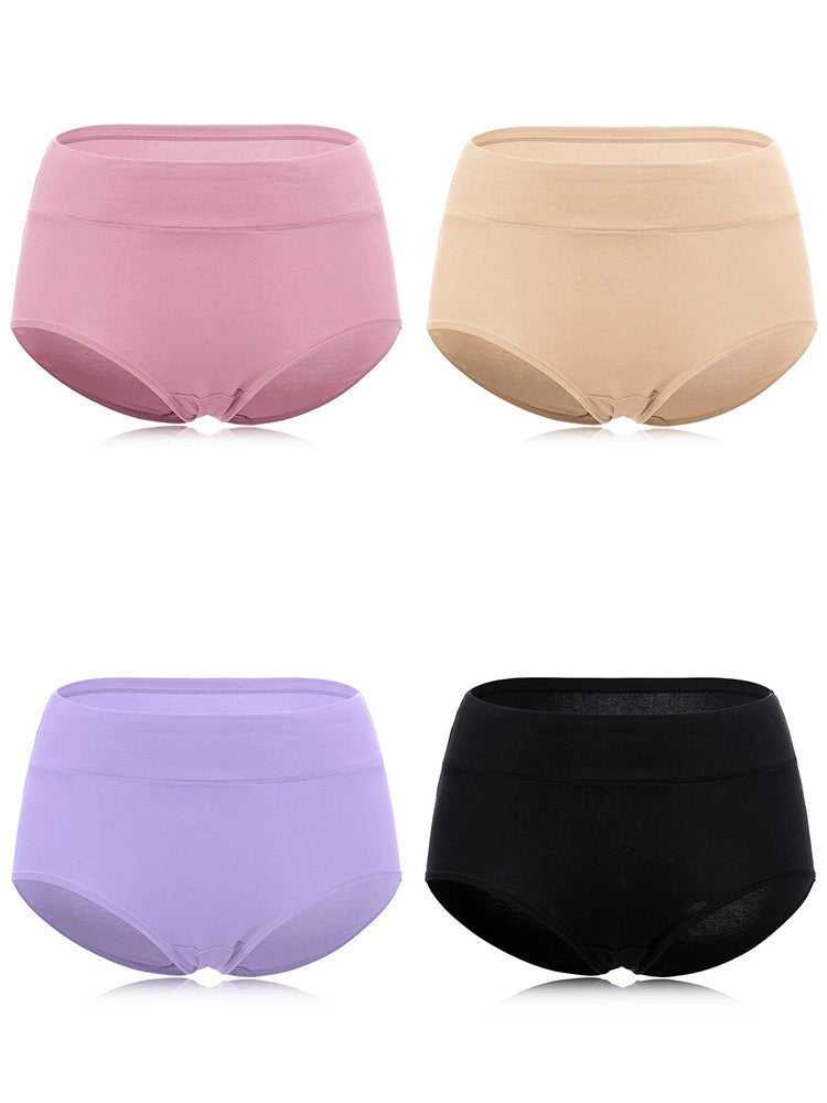 4-Pack Soft Cotton Solid Color Seamless Panties