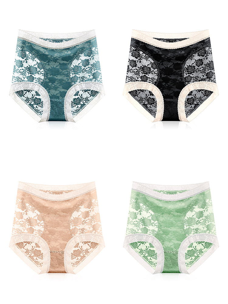 4-Pack Womens Sexy High Waisted Lace Brief