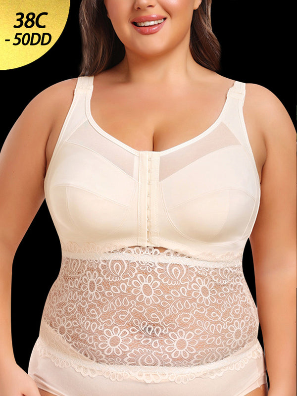 Plus Size Full-Coverage Wireless Bra for Women - Lightweight Side-Smoothing