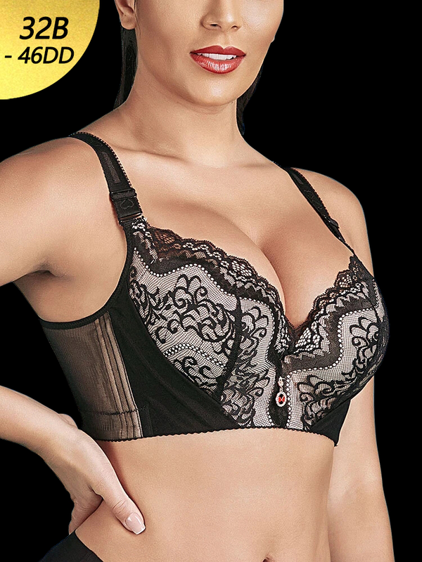 Push Up Lace Embroidery Padded Cup Underwire Bras
