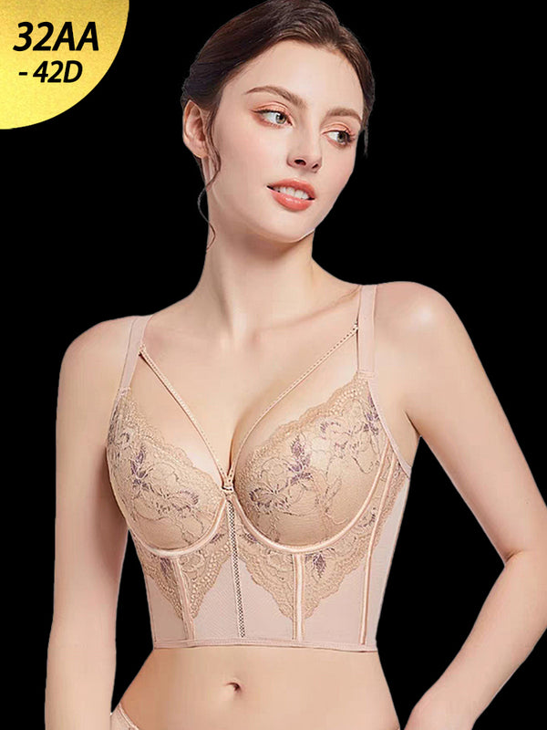 Lace Wireless Bra - Deep V-Neck Adjustable Bralette