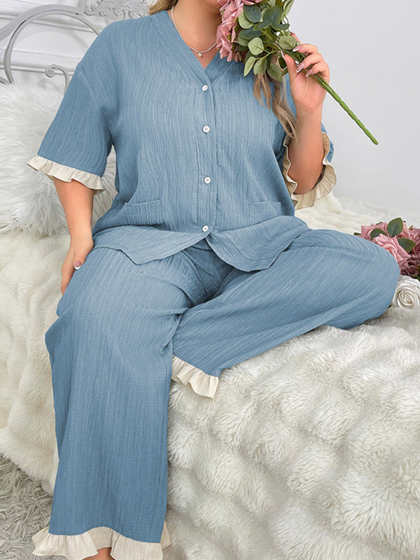 Women's V-Neck Cardigan PJ Set - Sleepwear Loungewear with Comfortable Fit