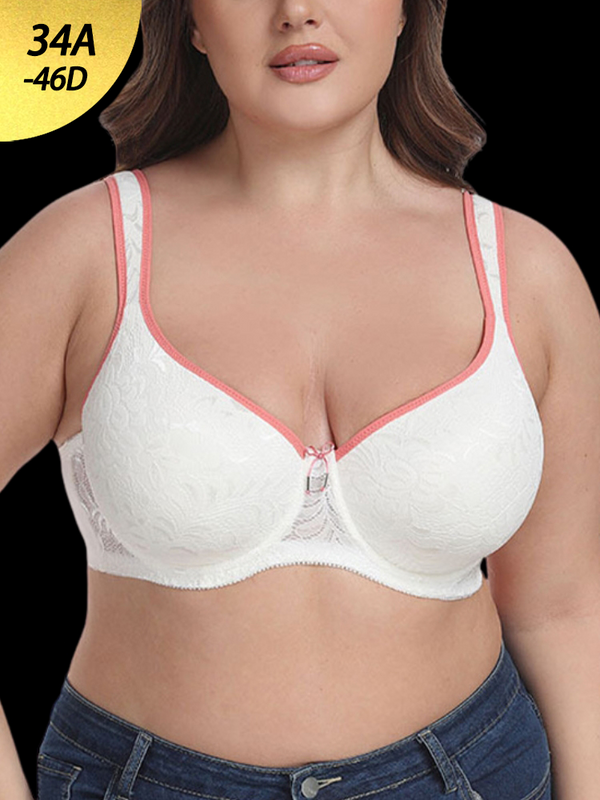 Plus Size Lace Push Up Bra - Thinly Padded