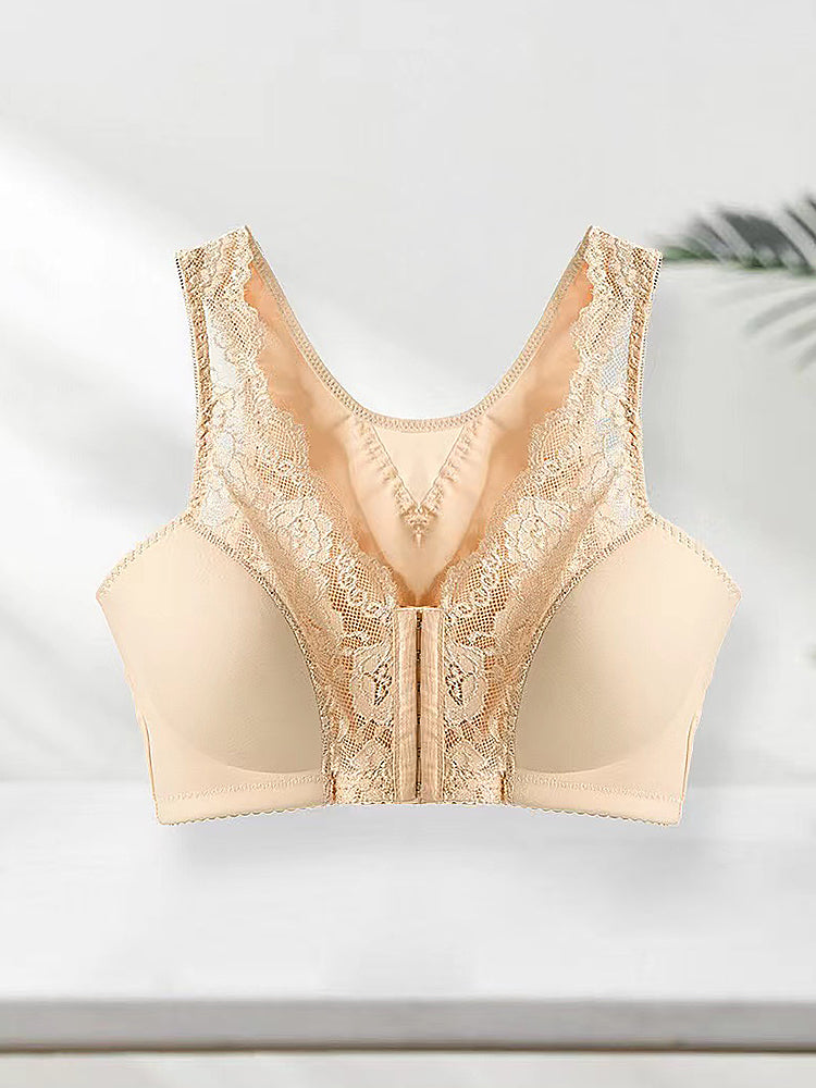 Upgraded Breathable Lace Front Close Wireless Bra with Padded