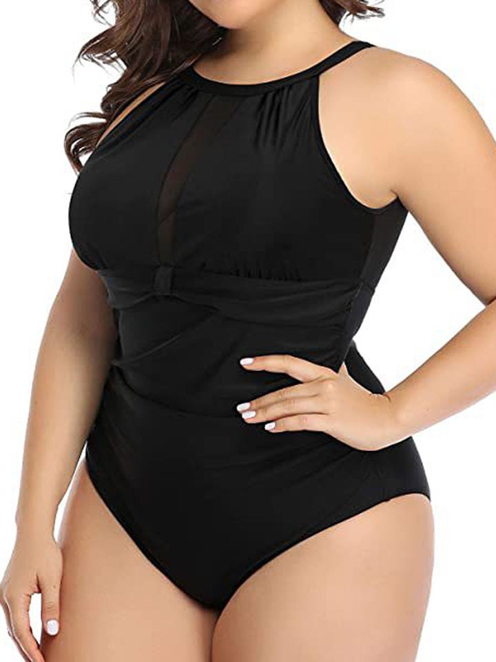 Plus Size Sexy Pleated Design One-piece Swimsuit