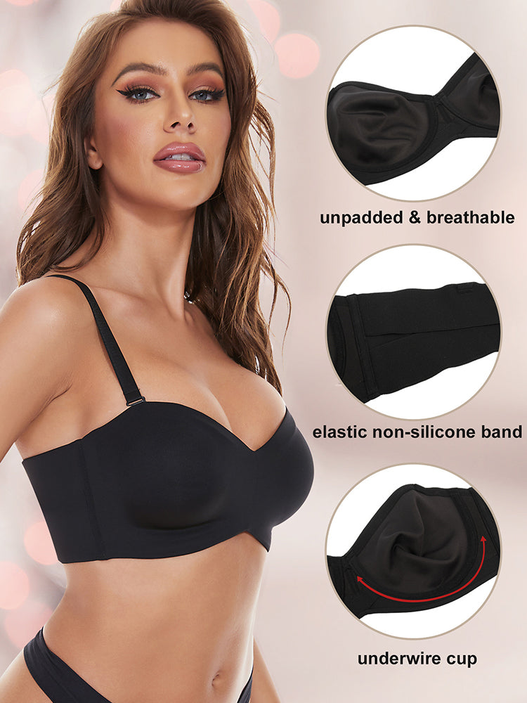 Push Up Underwire Strapless Bras with Detachable Shoulder Strap