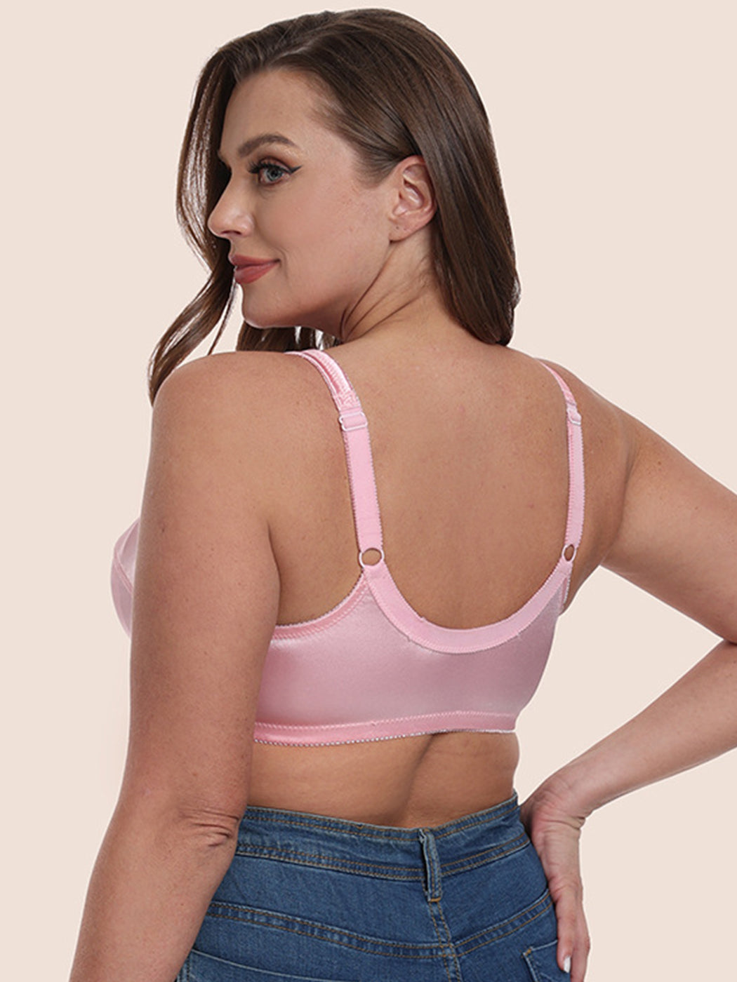 Plus Size Front Closure Natural Support Wireless Bra