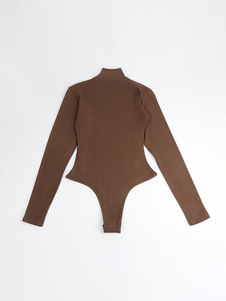 High-Neck Long Sleeve Thermal Bodysuit for Women