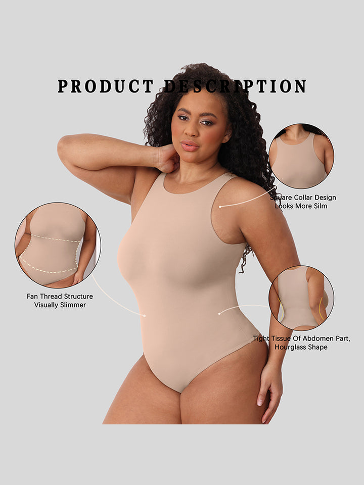 Seamless Sleeveless Bodysuit - Double-Layer Lightweight Sculpting Design