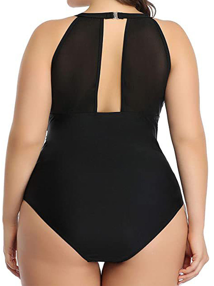 Plus Size Sexy Pleated Design One-piece Swimsuit
