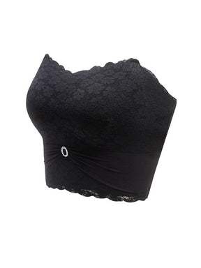 Front Closure Floral Lace Invisible Strapless Bra - ED