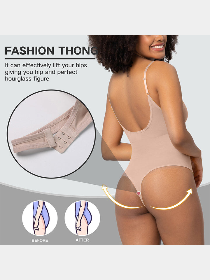 Slim Fit Seamless Tummy Control Thong Bodysuit Shapewear