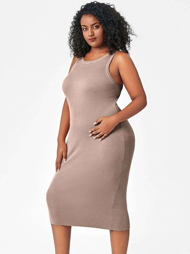 Round Neck Bottoming Skinny Long Wrap Skirt Dress