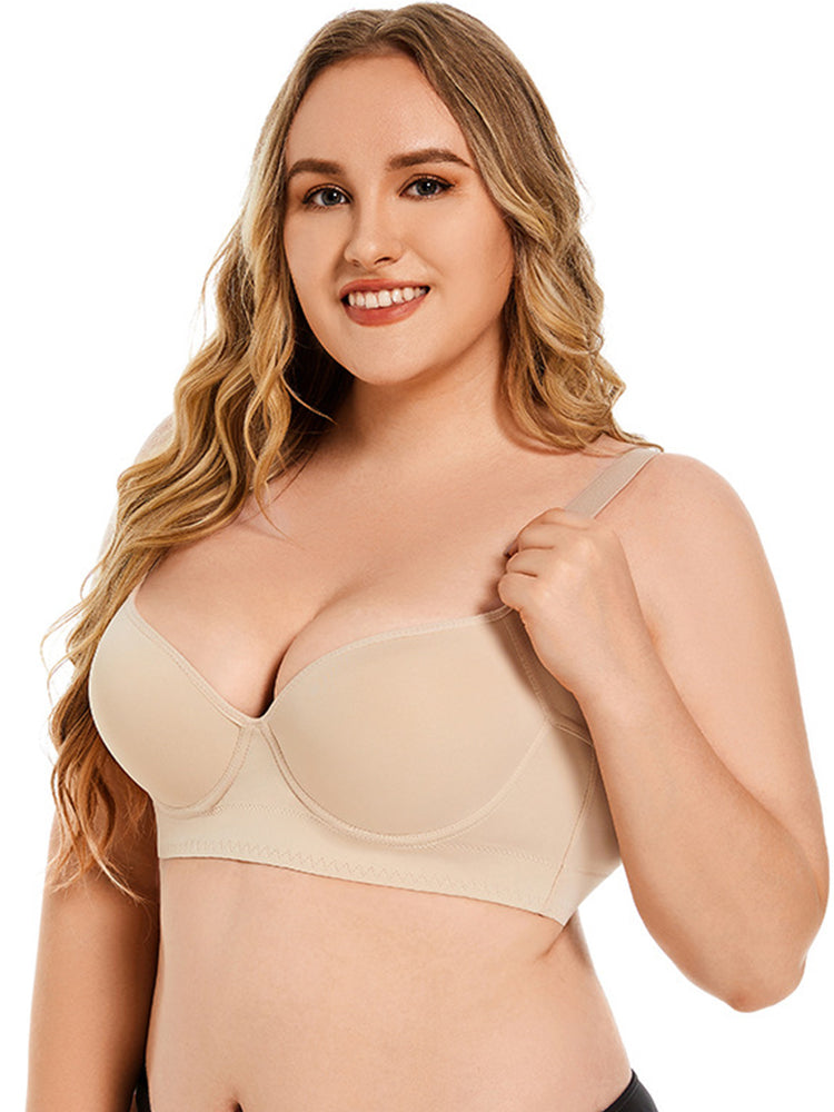 Seamless Deep V Push Up Underwire Bra