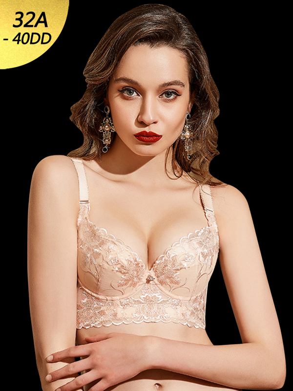 Embroidered Push Up Underwire Adjustable Bra
