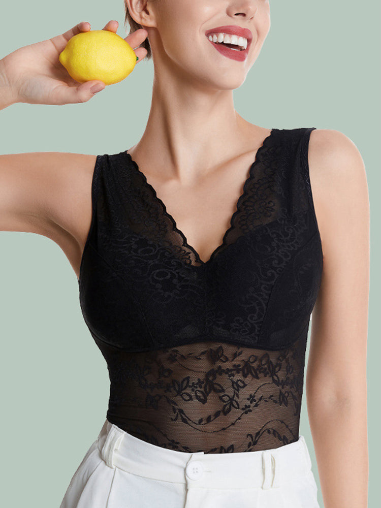 Mulberry Silk Lace Soft Wireless Bra Tank Top