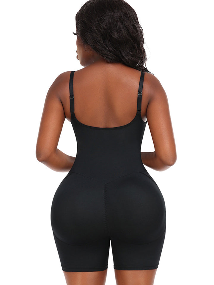Lace V Neck Butt Enhancer Sleeveless Bodysuit Shapewear