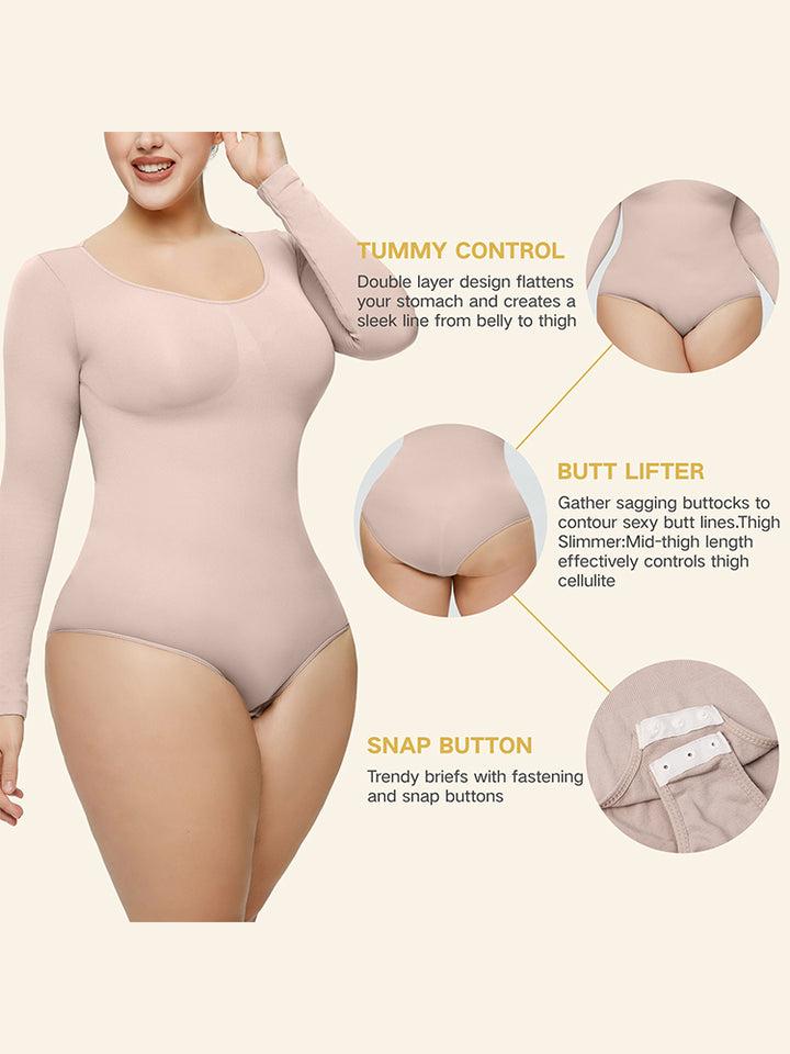 Seamless Long Sleeve Shapewear Bodysuit for Women