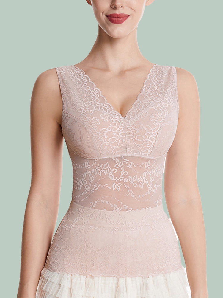 Mulberry Silk Lace Soft Wireless Bra Tank Top