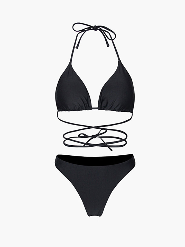 Women's Sexy Solid Color Bikini Set - 3-Piece Padded Swimwear