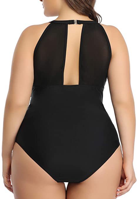 Plus Size Sexy Pleated Design One-piece Swimsuit