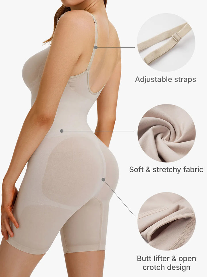 Tummy Control Faja Seamless Sculpting Bodysuit Mid Thigh Shapewear