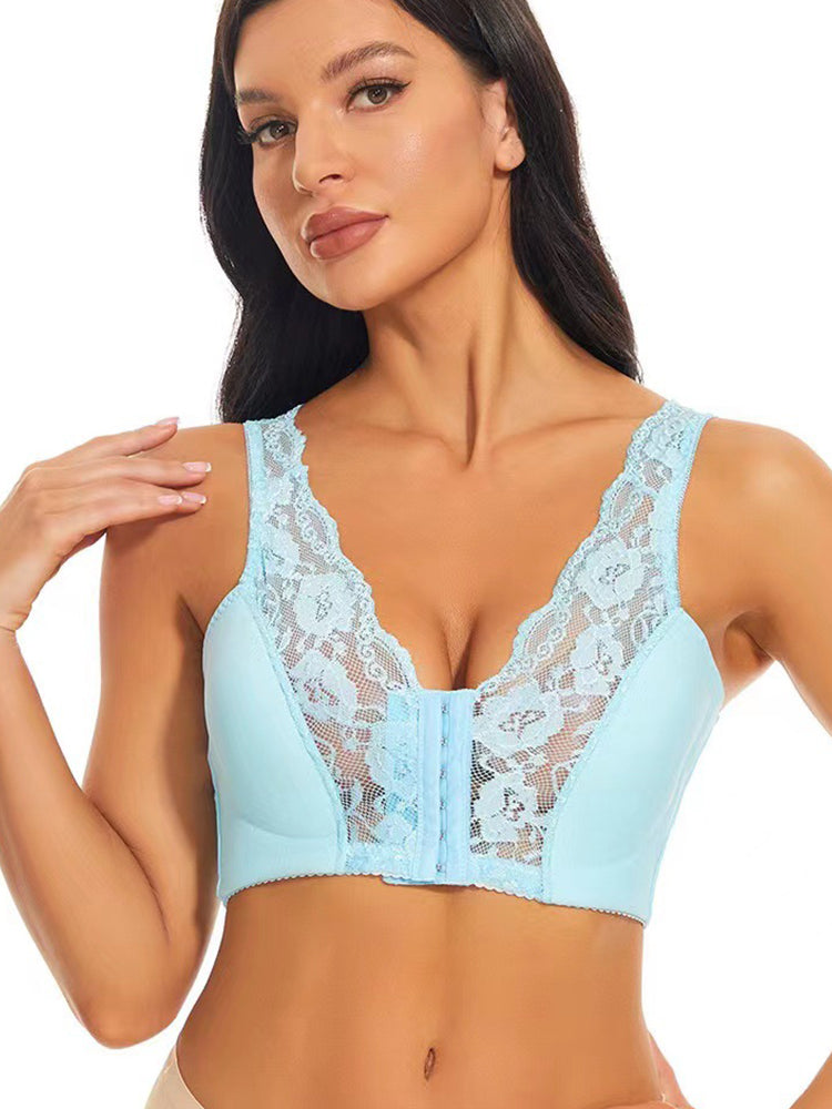 Upgraded Breathable Lace Front Close Wireless Bra with Padded