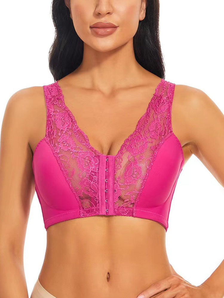 Upgraded Breathable Lace Front Close Wireless Bra with Padded
