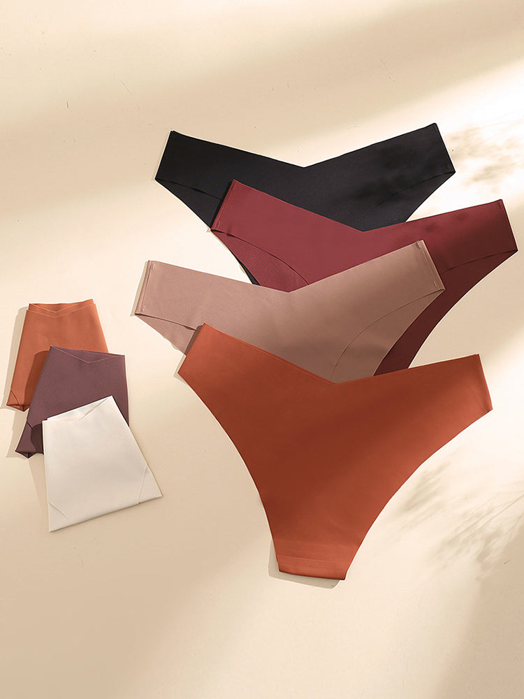3-Pack Women's V-shaped Waistline Seamless Ice Silk Thong