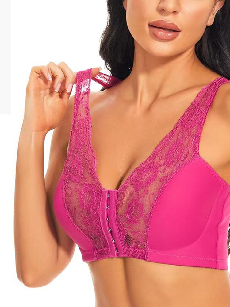 Upgraded Breathable Lace Front Close Wireless Bra with Padded