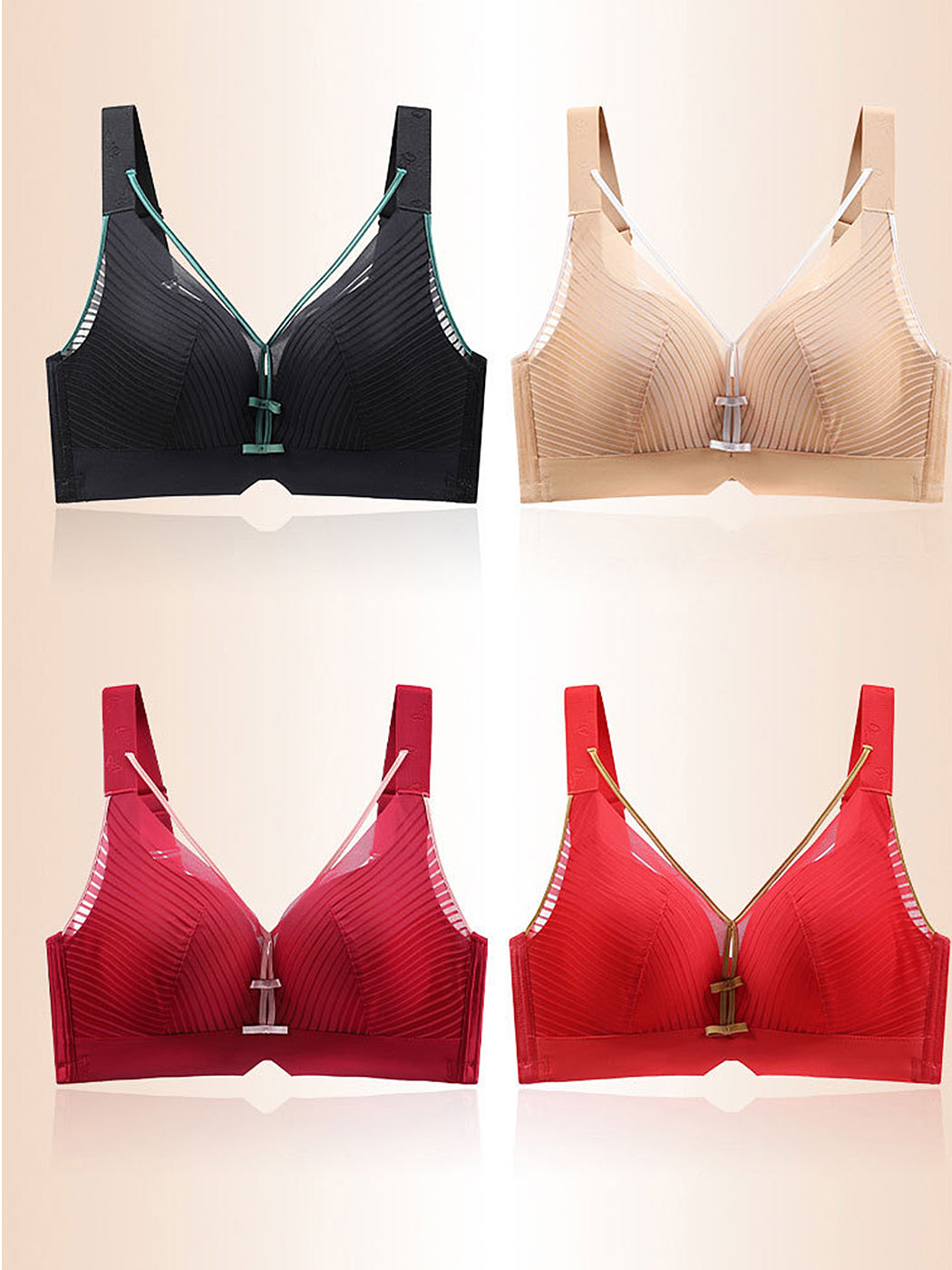 Cute Solid Color Sexy Side Support Wireless Bra