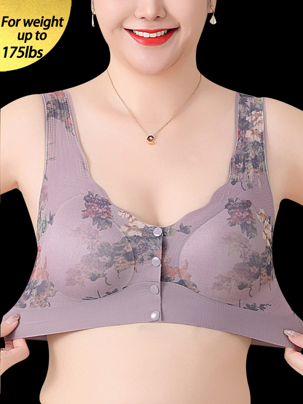 Comfort Front Closure Floral Printed Wireless Bra