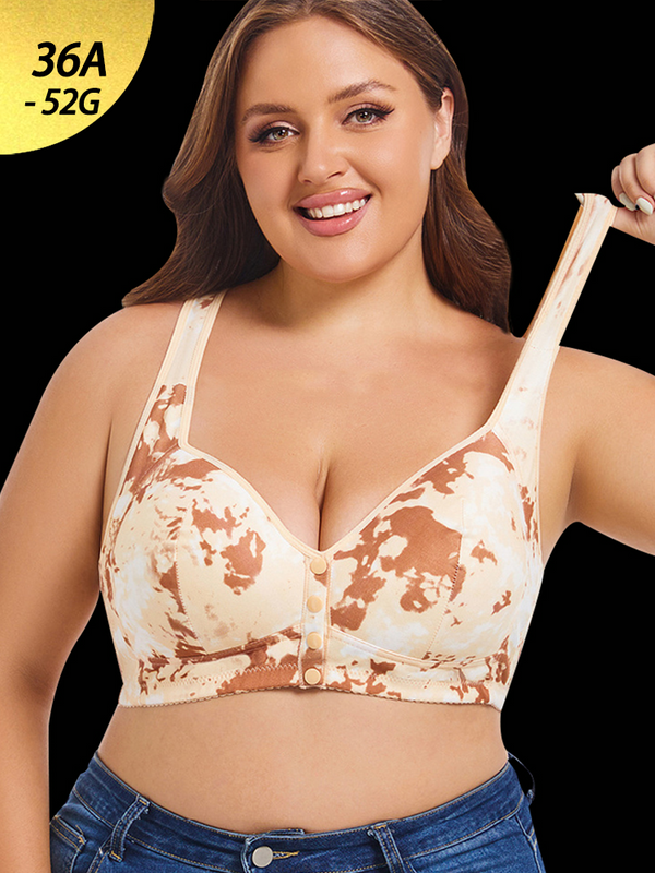 Front Closure Printed Full Coverage Wireless Bra