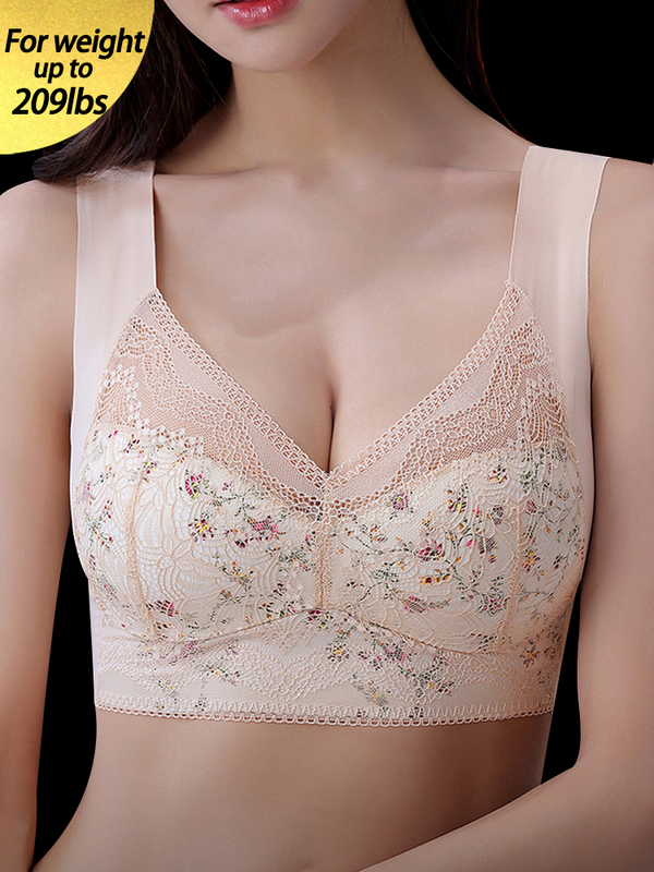 Thin Ice Silk Floral Seamless Wire-Free Bra