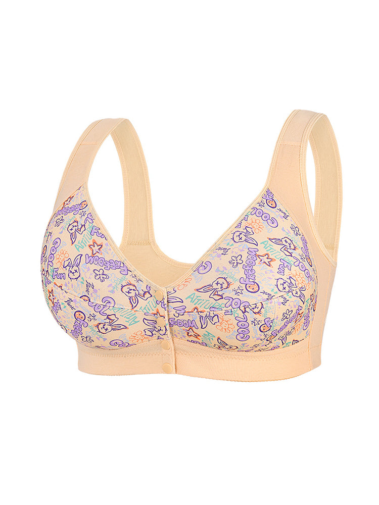 ★lunawish★ Women's Front-Closure Printed Wireless Bras｜Luna's Wish