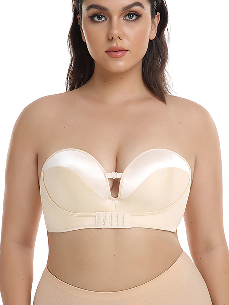 Push Up Lingerie Nonslip Bandeau Front Buckle Lift Strapless Bras