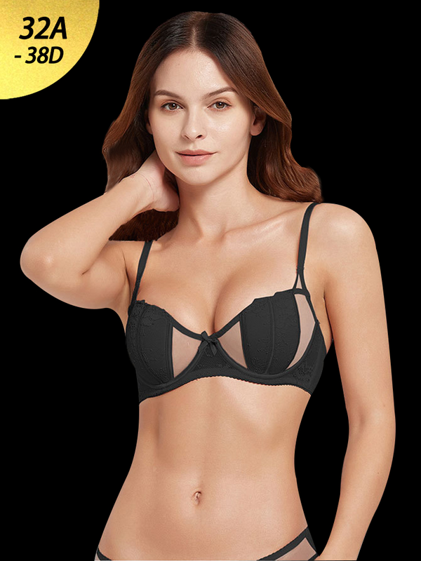 French Style Sexy Lace Thin Gathered Minimizer Bra