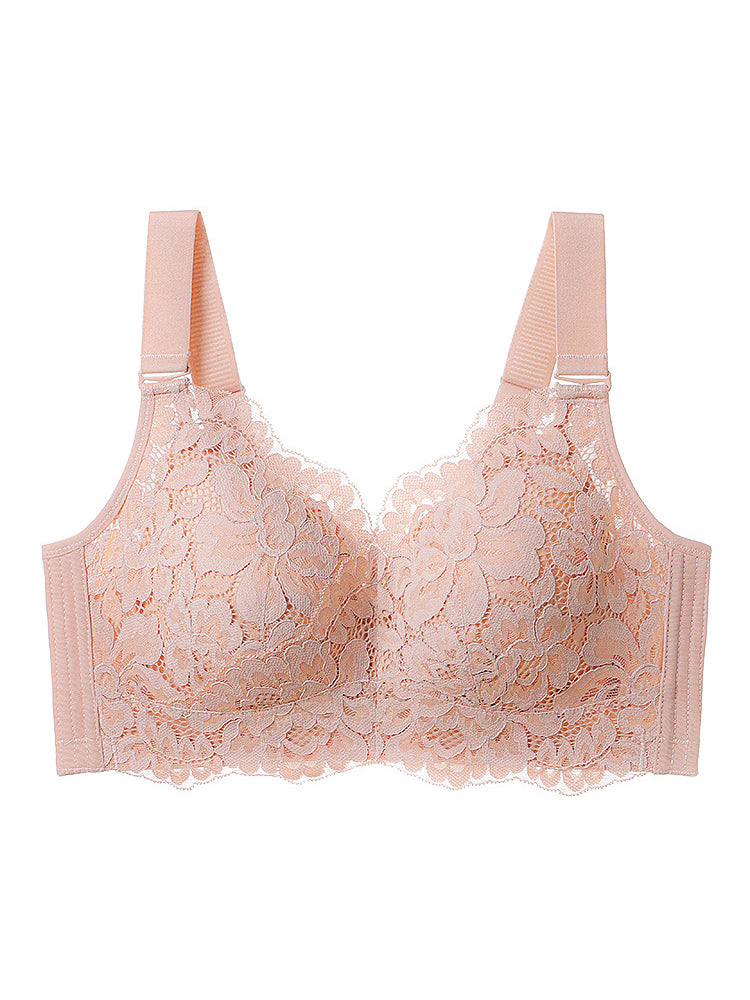 Floral Lace Side Support Wireless Minimizer Bra