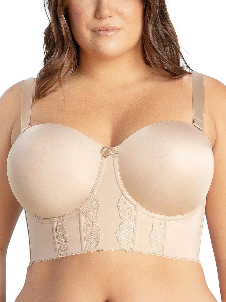 Women Strapless Longline Push Up Underwire Bra