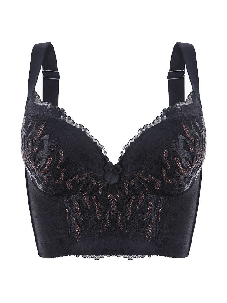 Exquisite Lace Push Up Longline Bra with Back Fat Coverage