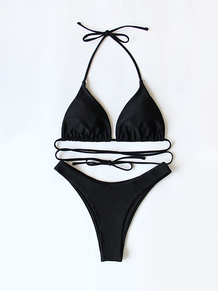 Women's Sexy Solid Color Bikini Set - 3-Piece Padded Swimwear