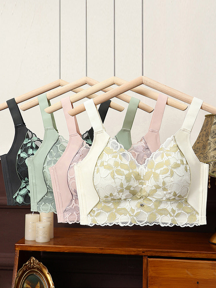 Floral Lace Side Support Longline Bras