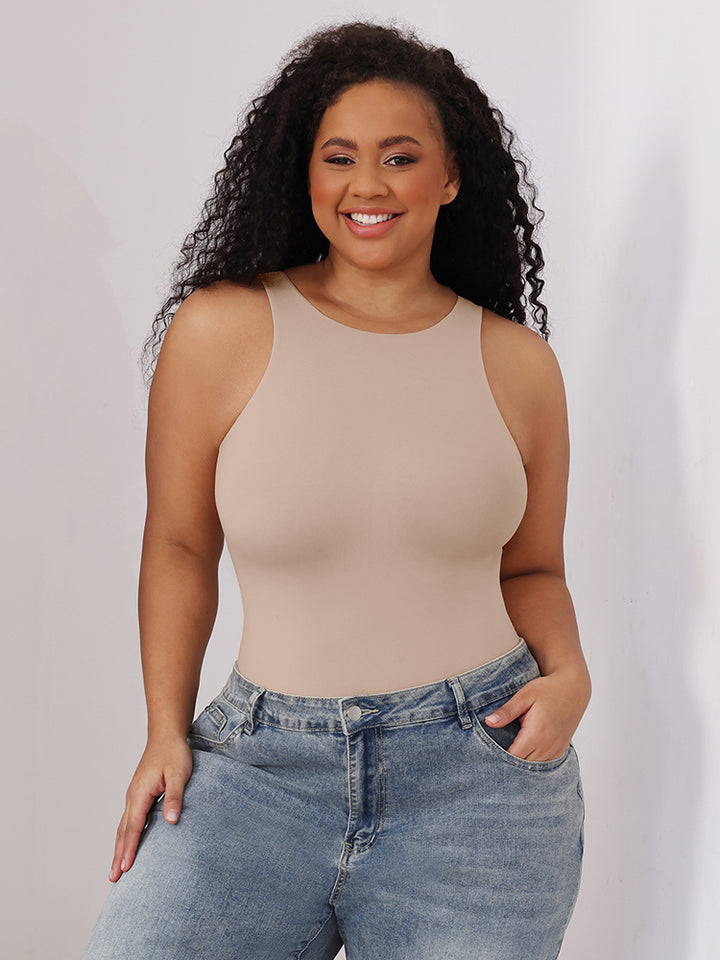 Seamless Sleeveless Bodysuit - Double-Layer Lightweight Sculpting Design