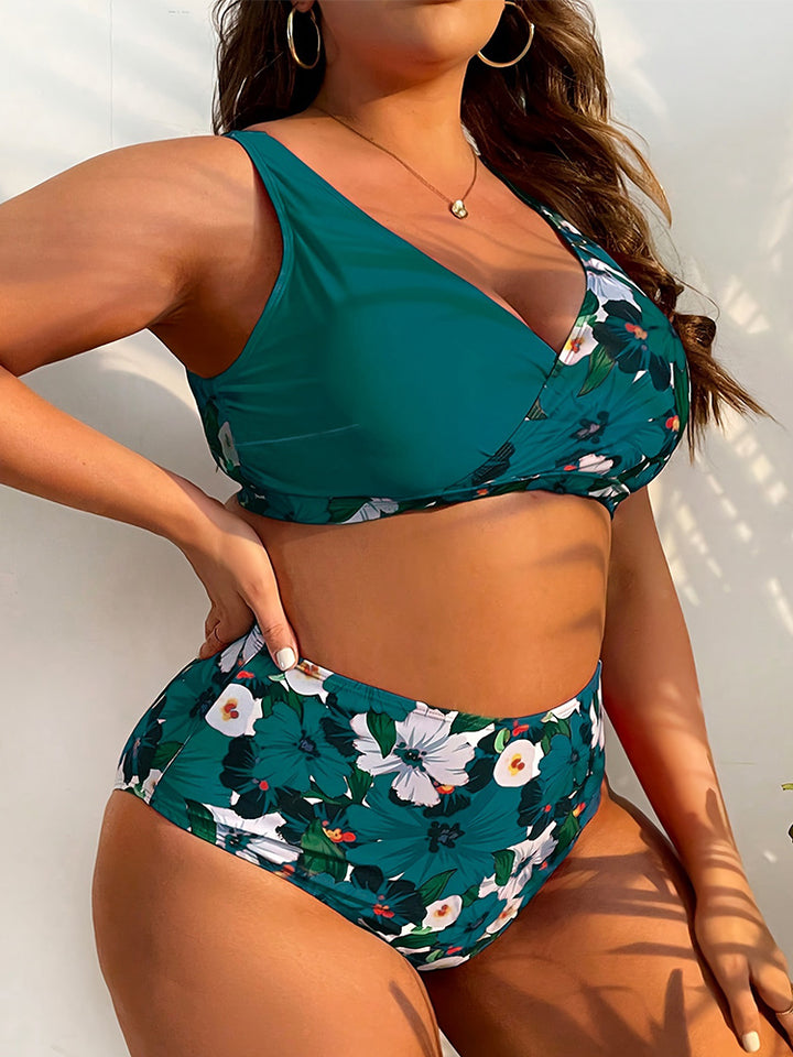 Sexy Floral Print Bikini Set - 2-Piece Open Back Swimsuit