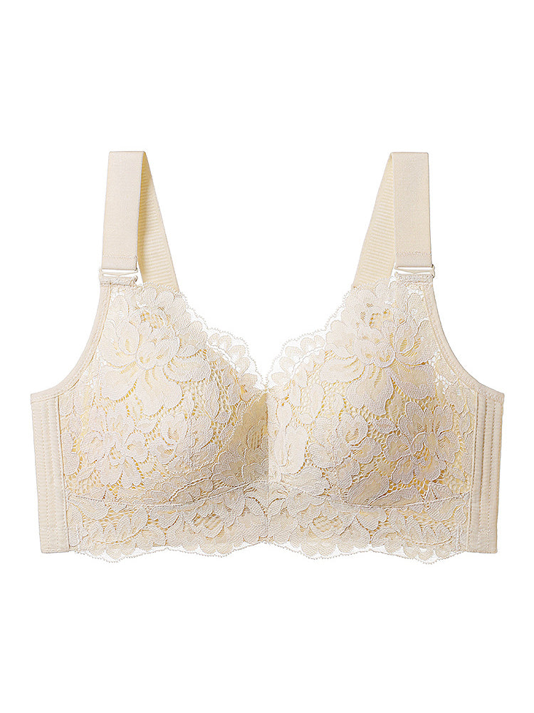 Floral Lace Side Support Wireless Minimizer Bra