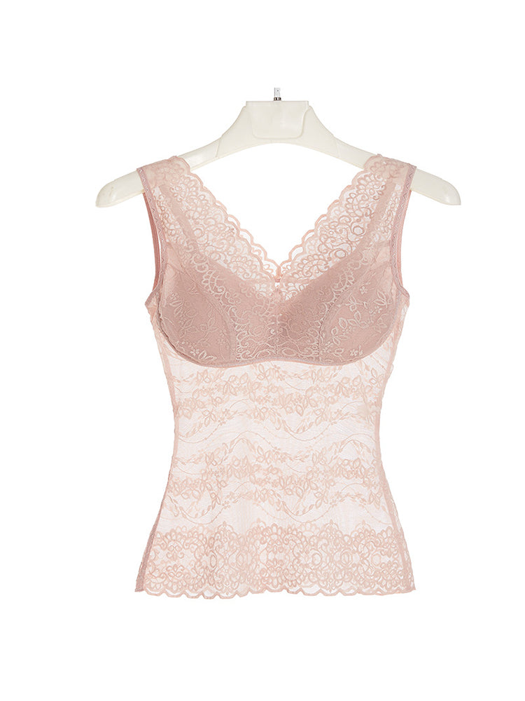 Mulberry Silk Lace Soft Wireless Bra Tank Top