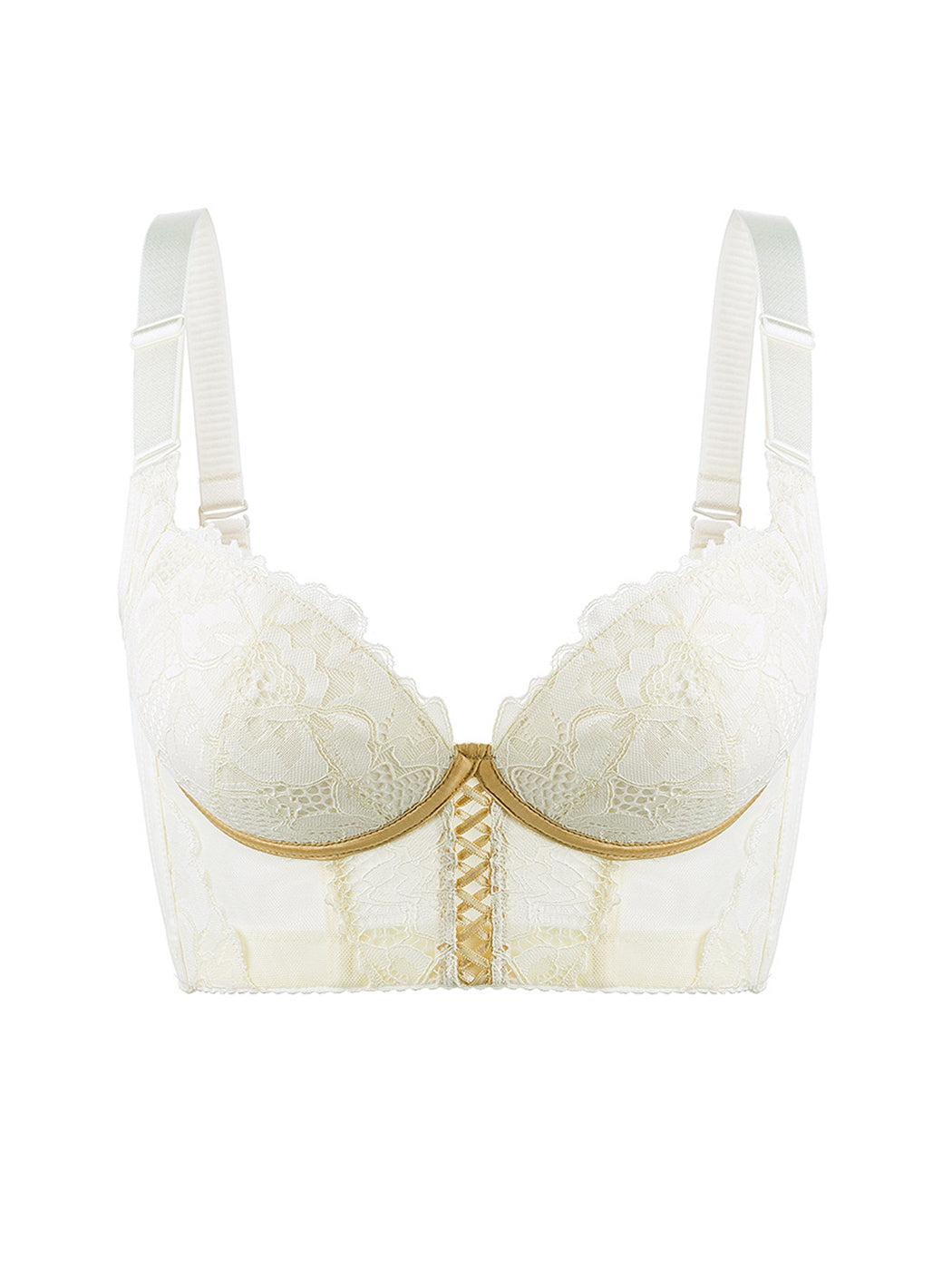 V-Neck Lace High Side Support Underwire Bra